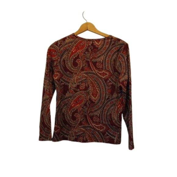 Croft & Barrow Women's Size PM Lightweight Paisley Print Long Sleeve T Shirt Top - Picture 5 of 11